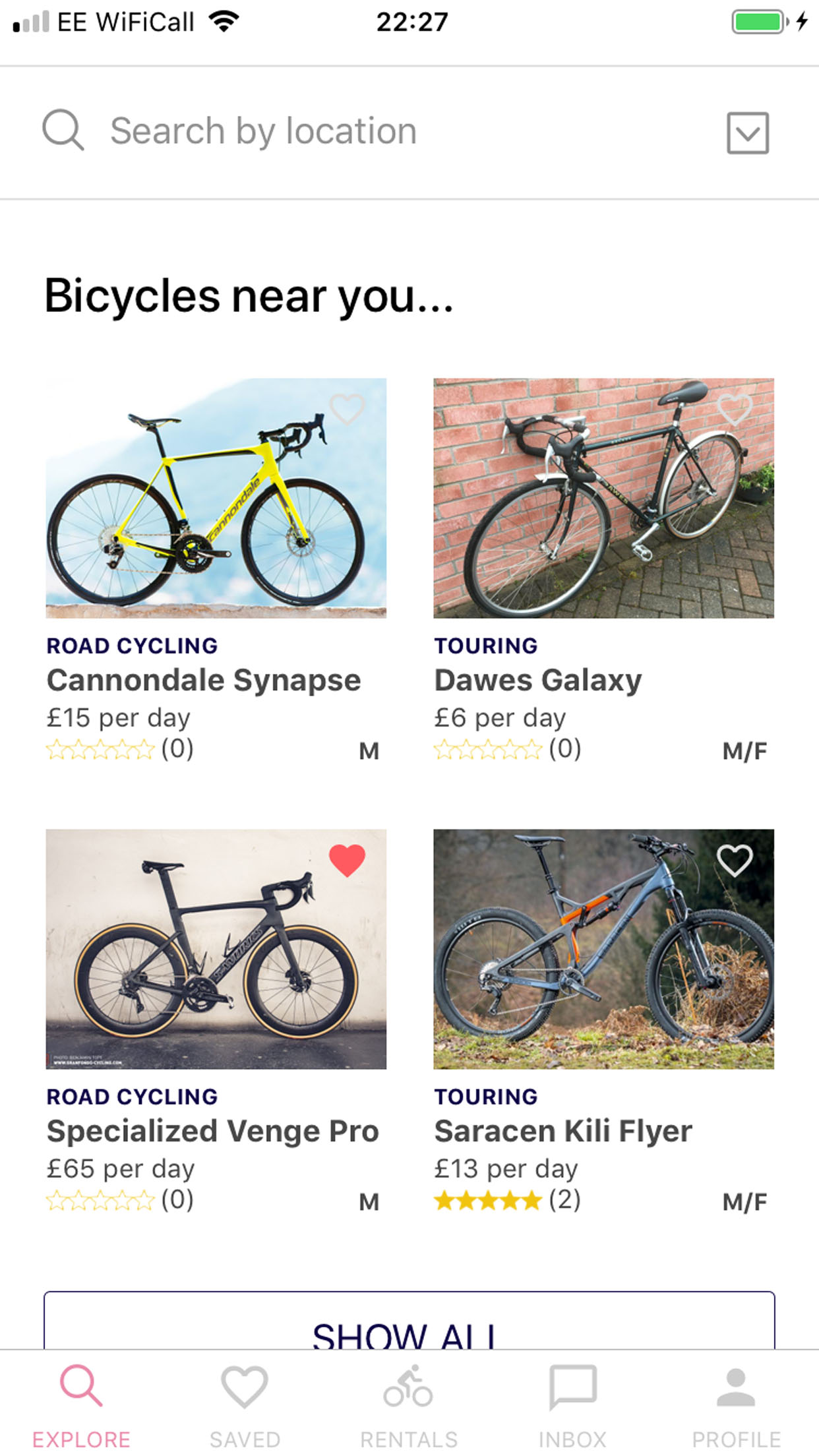 BiblioVélo Explore Screen