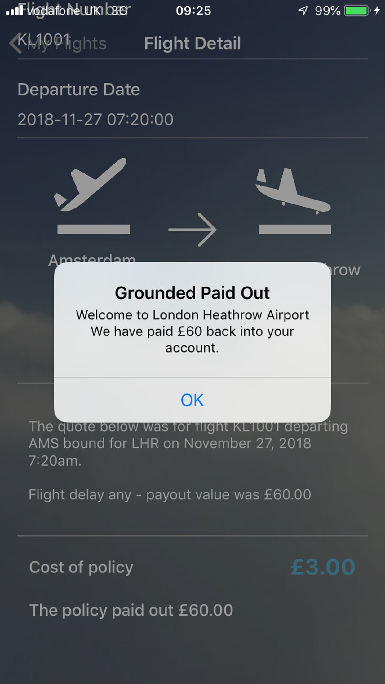 Grounded Paid Out Screen